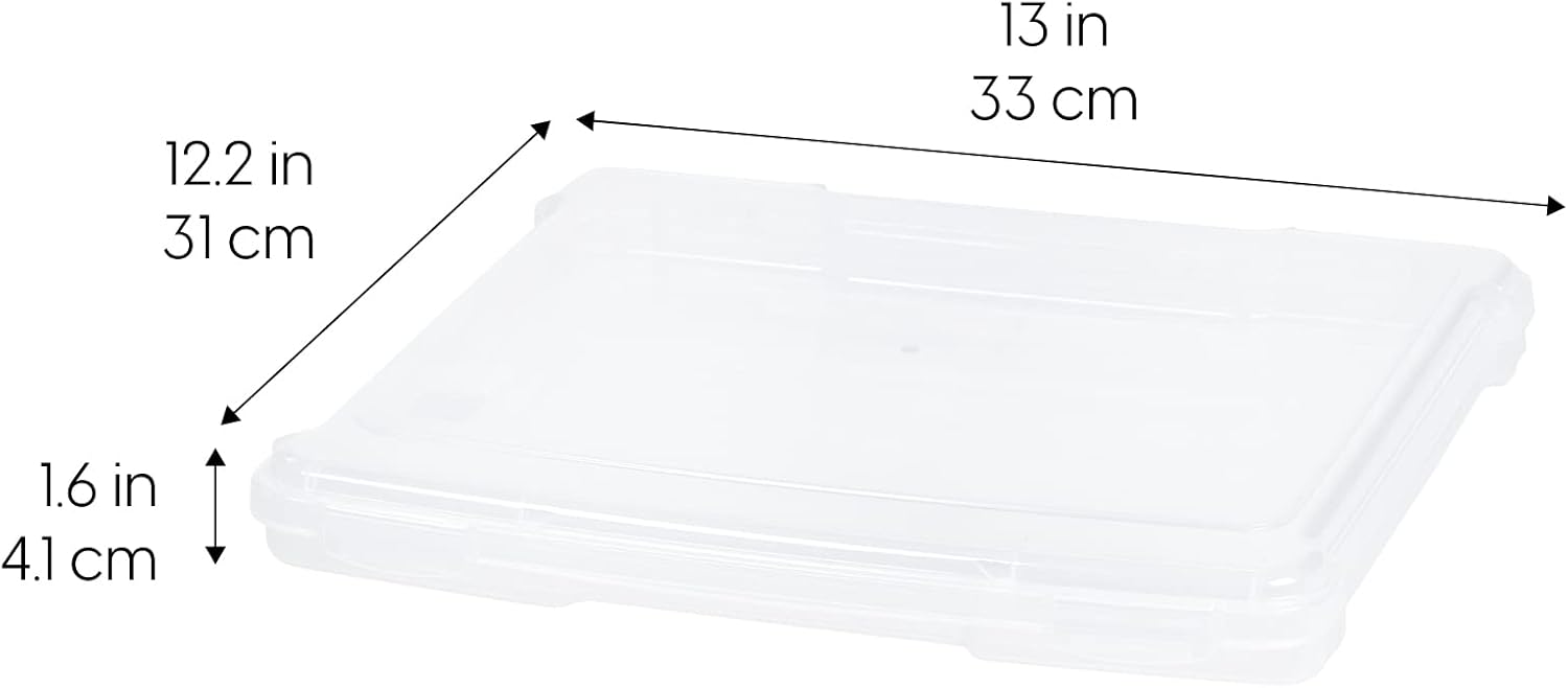 IRIS USA Board Game Storage Craft Organizer Box with Snap-Tight Latch Lid. 8-Pack Portable Plastic Case Bin for Puzzles. Magazines. Hobbies. Art Supplies. Fits 8.5 x 11 & A4 Papers. Slim. Clear - Image 2