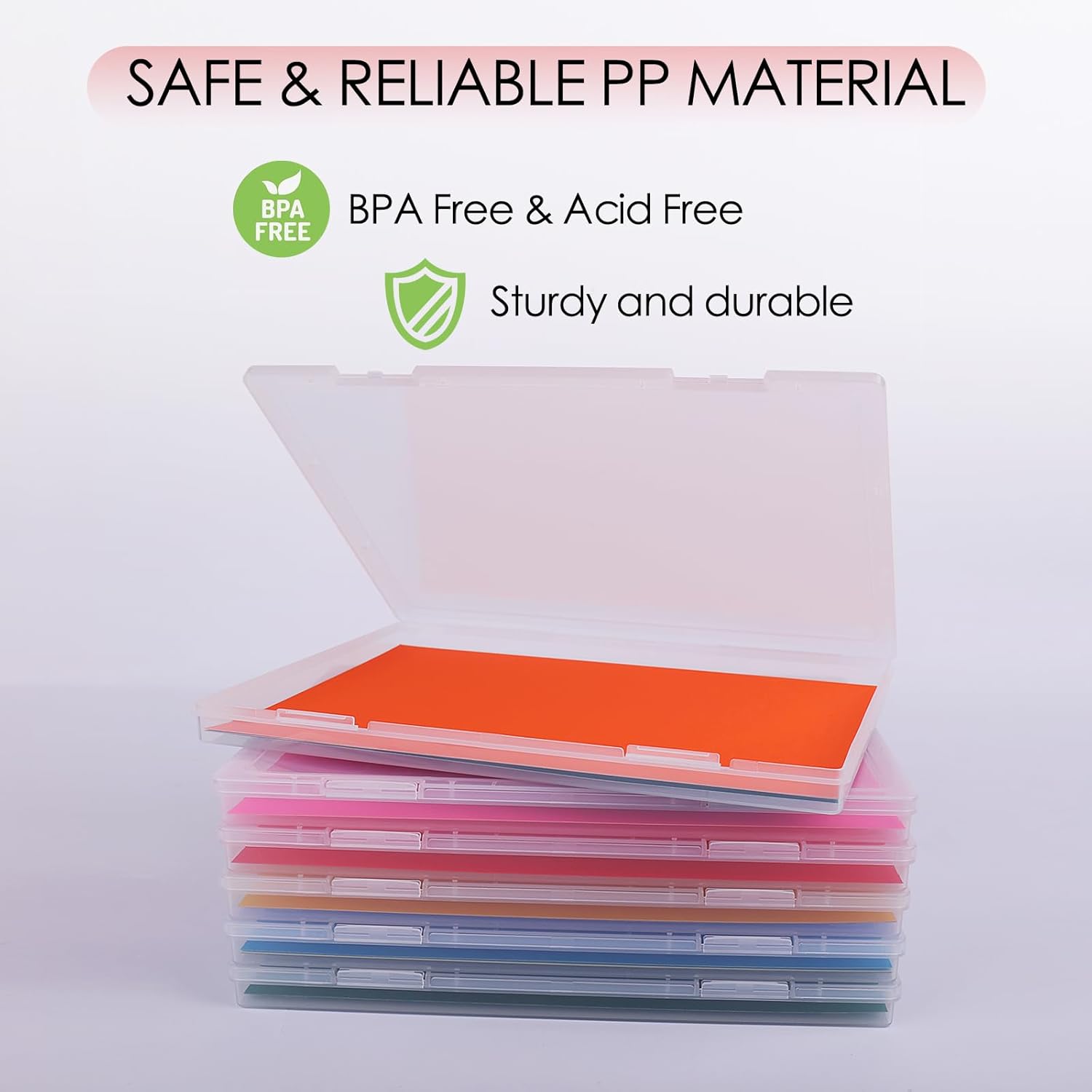 6 Pack Photo Storage Box. Fits 8 x 10 Photo. Large Plastic Scrapbook Paper Storage with Snap-Tight Latch. Clear Photo Organizer for Protecting Photo. Craft. Scrapbook. Office Supply. A4 File - Image 4