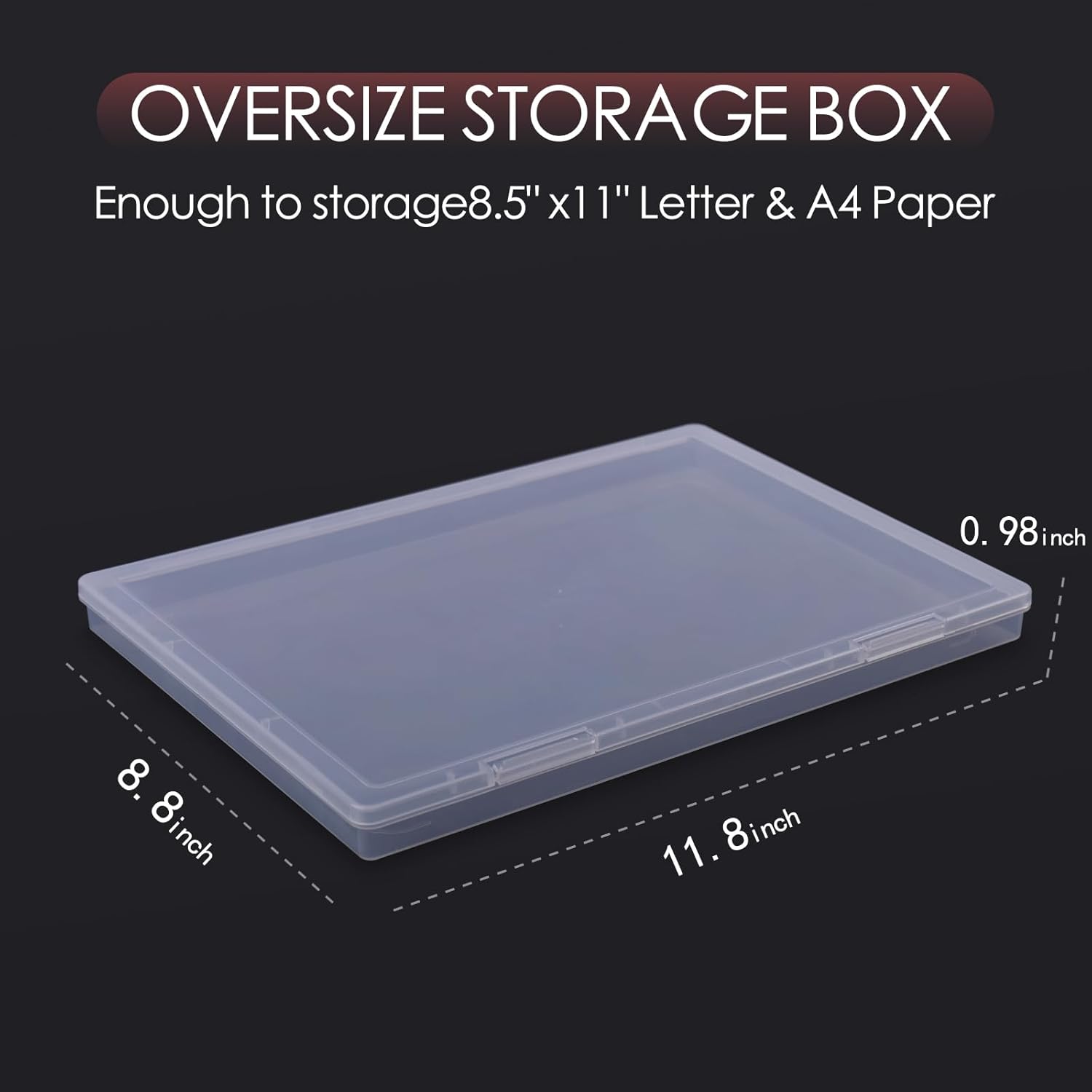 6 Pack Photo Storage Box. Fits 8 x 10 Photo. Large Plastic Scrapbook Paper Storage with Snap-Tight Latch. Clear Photo Organizer for Protecting Photo. Craft. Scrapbook. Office Supply. A4 File - Image 2