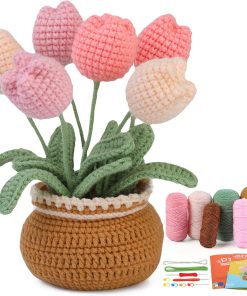 kgxulr Crochet Kit for Beginners. Tulip Crochet Starter Kit Beginner for Complete Beginners Adults. Crocheting Knitting Kit with Step-by-Step Video Tutorials (Tulip)