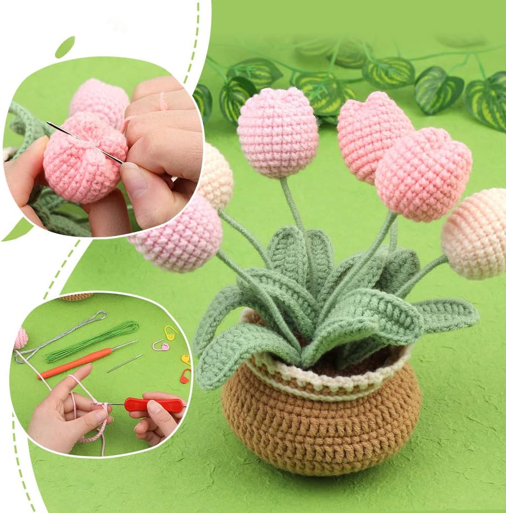 kgxulr Crochet Kit for Beginners. Tulip Crochet Starter Kit Beginner for Complete Beginners Adults. Crocheting Knitting Kit with Step-by-Step Video Tutorials (Tulip) - Image 5