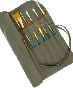 U.S. Art Supply Deluxe Canvas Art Paint Brush Holder & Storage Organizer Roll-Up Case Bag - 24 Slot Pockets Carry Pouch - Protect Artist Acrylic Oil Watercolor Paintbrushes - Store Pencils. Pens Tools