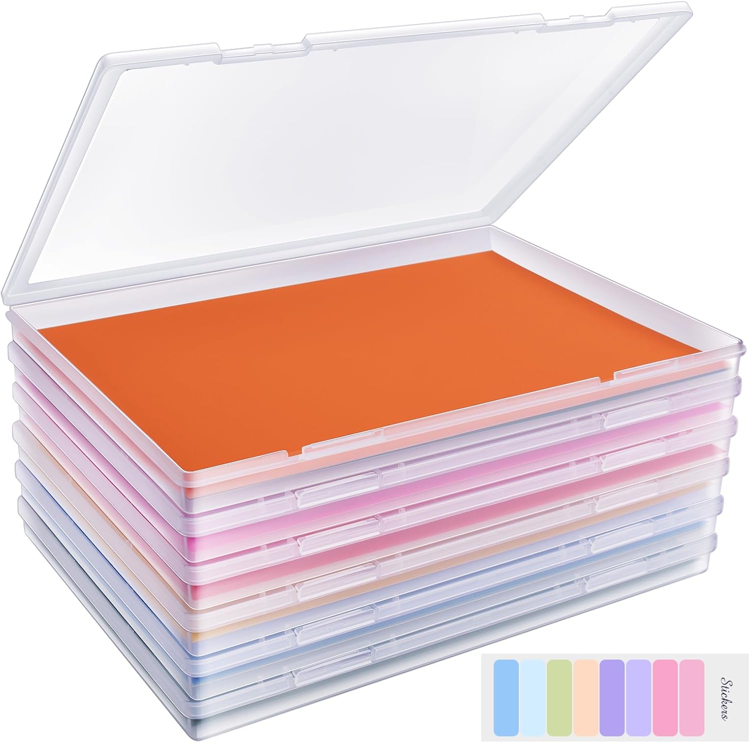 6 Pack Photo Storage Box. Fits 8 x 10 Photo. Large Plastic Scrapbook Paper Storage with Snap-Tight Latch. Clear Photo Organizer for Protecting Photo. Craft. Scrapbook. Office Supply. A4 File