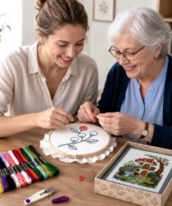 Alternative view of Msvphink Embroidery Stitch Book for Beginners. 73 Larger Patterns for Adults Seniors. Removable Pages. 24-Color Thread DIY Kit with Instructions